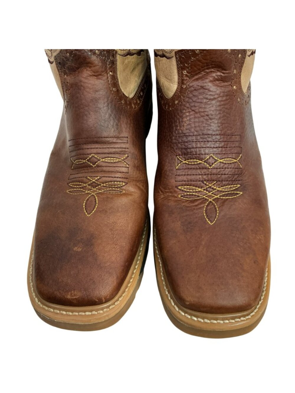 Soto Boots Western Broad Square Toe Embroidered Leather Cowboy Work Boots Mens B - Picture 3 of 13